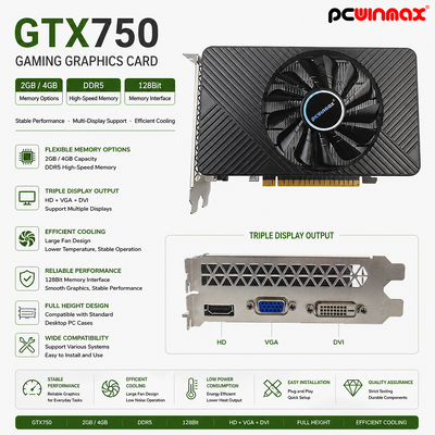PCWINMAX Geforce GTX 750 بطاقة رسومات 4GB بطاقة رسومات PCIe x16