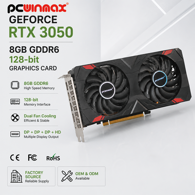 PCWINMAX Gaming GeForce RTX 3050 8GB GDDR6128-Bit HD / DP PCIe 4 بطاقة رسومات ذات مراوح مزدوجة لألعاب الكمبيوتر